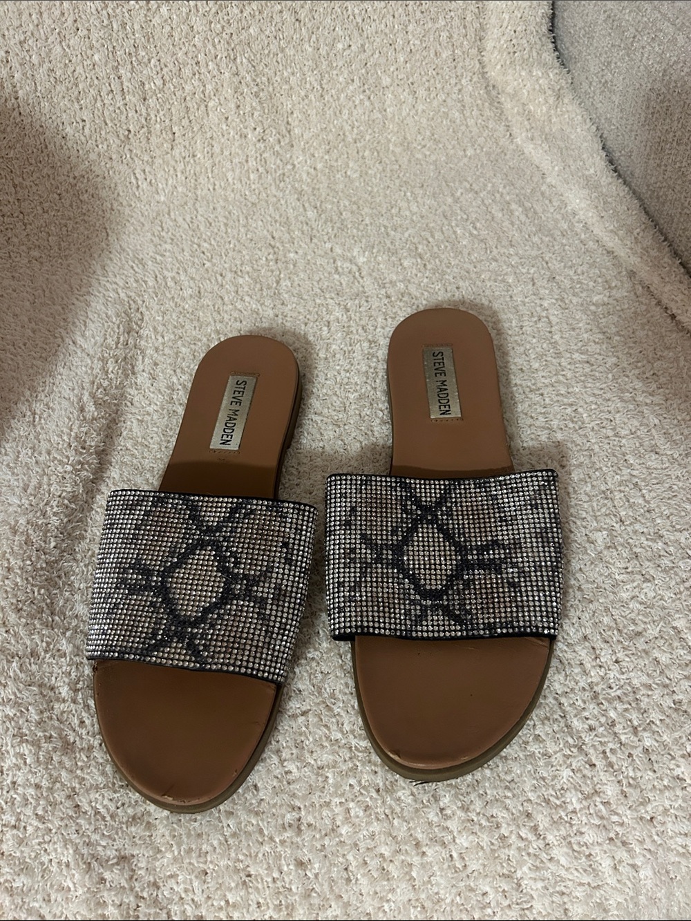 Steve Madden Rhinestone Snake Print Sandals